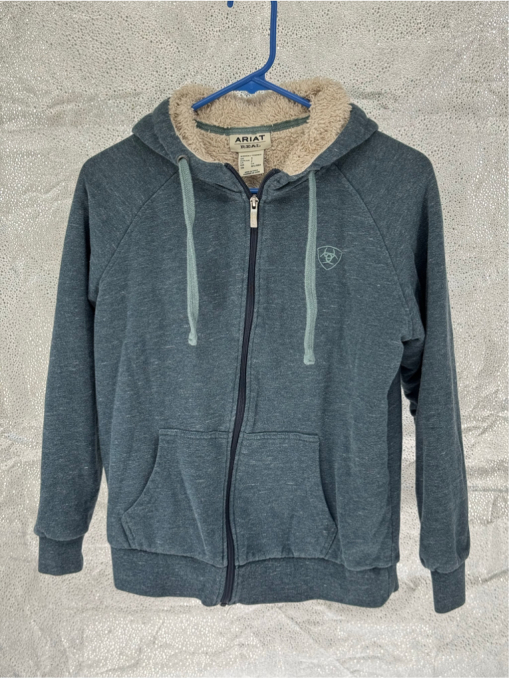 Women's Ariat REAL Sherpa Full Zip Hoodie Blue Size S